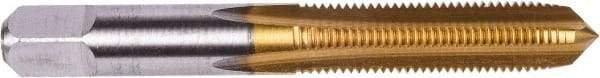 Union Butterfield - 7/16-14 UNC 3B 4 Flute TiN Finish High Speed Steel Straight Flute Standard Hand Tap - Plug, Right Hand Thread, 3-5/32" OAL, 1-7/16" Thread Length, H3 Limit, Oversize - USA Tool & Supply