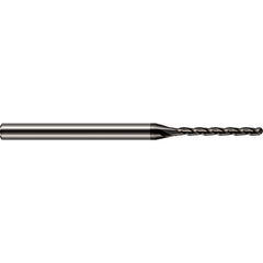 Ball End Mill: 0.093″ Dia, 1.4″ LOC, 3 Flute, Solid Carbide 3″ OAL, 1/8″ Shank Dia, 30 ° Helix, Amorphous Diamond Coated, Single End