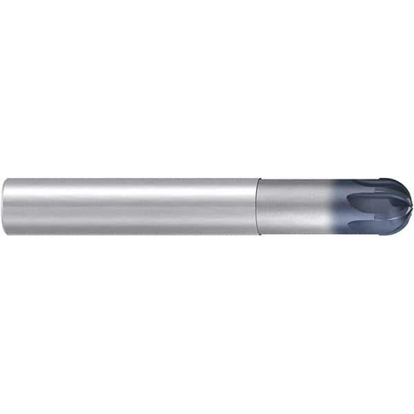 Emuge - 12mm Diam, 7mm LOC, 8 Flute Solid Carbide Ball End Mill - TiAlN Finish, Single End, 83mm OAL, 12mm Shank Diam, Ball Flute - USA Tool & Supply