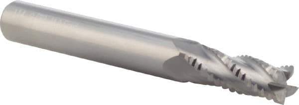 M.A. Ford - 9/32" Diam, 3/4" LOC, 4 Flute Solid Carbide Roughing Square End Mill - Uncoated, 2-1/2" OAL, 5/16" Shank Diam, Single End, Centercutting, 30° Helix - USA Tool & Supply
