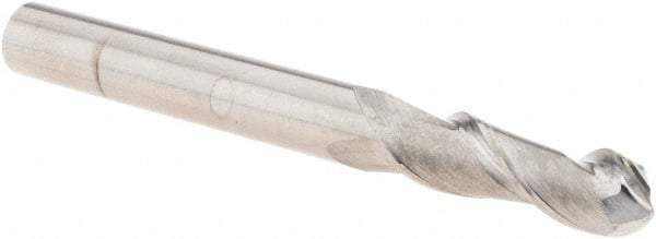 M.A. Ford - 1/4" Diam, 3/4" LOC, 2 Flute Solid Carbide Ball End Mill - Single End, 2-1/2" OAL, 1/4" Shank Diam, Spiral Flute - USA Tool & Supply