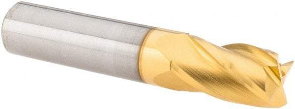 M.A. Ford - 3/8", 5/8" LOC, 3/8" Shank Diam, 2" OAL, 4 Flute, Solid Carbide Square End Mill - Single End, TiN Finish, 30° Helix, Centercutting, Right Hand Cut, Right Hand Flute, Series 163 - USA Tool & Supply