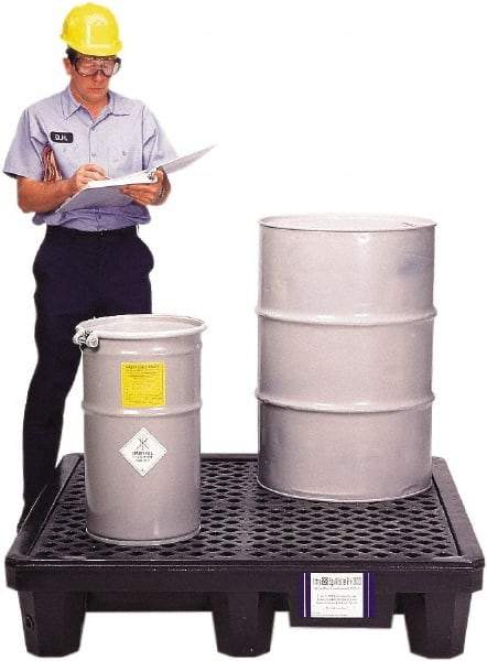 UltraTech - 66 Gal Sump, 3,000 Lb Capacity, 4 Drum, Polyethylene Spill Deck or Pallet - 53" Long x 53" Wide x 12" High, Liftable Fork, 2 x 4 Drum Configuration - USA Tool & Supply