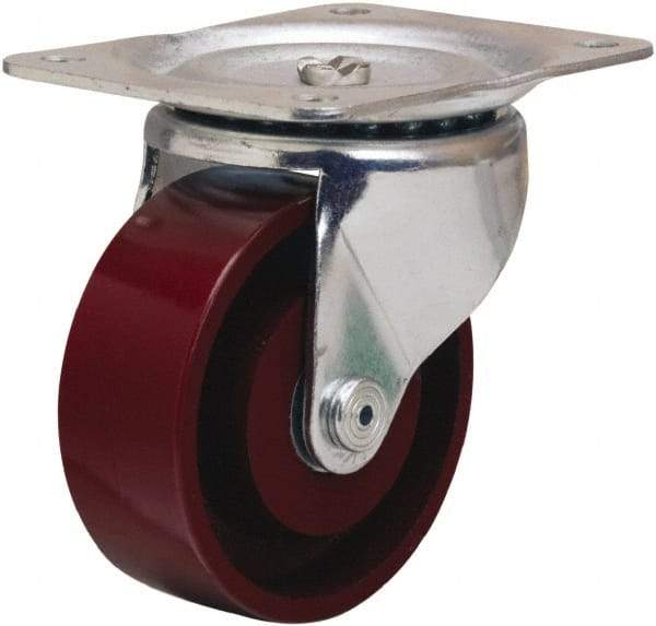 Hamilton - 4" Diam x 1-1/2" Wide x 5" OAH Top Plate Mount Swivel Caster - Cast Iron, 375 Lb Capacity, Straight Roller Bearing, 4 x 5-1/8" Plate - USA Tool & Supply