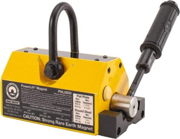 Mag-Mate - 800 Lb Load Capacity, Magnetic Lifter - 8-7/8" High x 3-5/8" Wide, 3" Head/Holder Diam, 2 Poles, For Use with Flat & Round Ferrous Metal - USA Tool & Supply