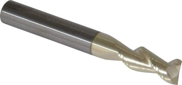 Accupro - 8mm Diam, 19mm LOC, 2 Flute Solid Carbide Ball End Mill - ZrN Finish, Single End, 65mm OAL, 8mm Shank Diam, Spiral Flute - USA Tool & Supply