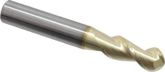 Accupro - 10mm Diam, 24mm LOC, 2 Flute Solid Carbide Ball End Mill - ZrN Finish, Single End, 70mm OAL, 10mm Shank Diam, Spiral Flute - USA Tool & Supply