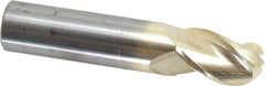 Accupro - 20mm Diam, 32mm LOC, 3 Flute Solid Carbide Ball End Mill - ZrN Finish, Single End, 100mm OAL, 20mm Shank Diam, Spiral Flute - USA Tool & Supply