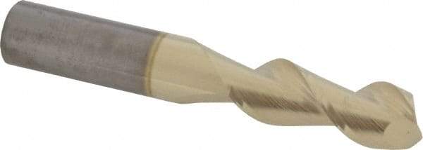 Accupro - 12mm, 32mm LOC, 12mm Shank Diam, 75mm OAL, 2 Flute, Solid Carbide Square End Mill - Single End, ZrN Finish, Spiral Flute, 45° Helix, Centercutting, Right Hand Cut, Right Hand Flute - USA Tool & Supply