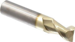 Accupro - 20mm, 32mm LOC, 20mm Shank Diam, 100mm OAL, 2 Flute, Solid Carbide Square End Mill - Single End, ZrN Finish, Spiral Flute, 45° Helix, Centercutting, Right Hand Cut, Right Hand Flute - USA Tool & Supply