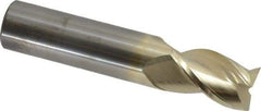 Accupro - 3 Flute Solid Carbide Roughing & Finishing Square End Mill - ZrN Finish, Straight Shank, 37° Helix, Centercutting - USA Tool & Supply