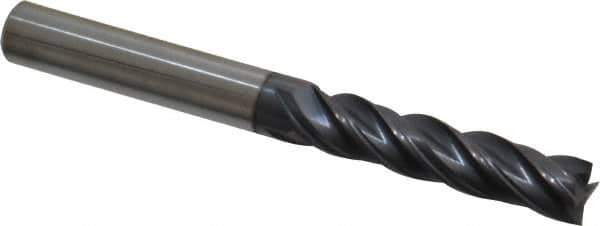 Accupro - 5/16", 1-3/8" LOC, 5/16" Shank Diam, 3" OAL, 4 Flute, Solid Carbide Square End Mill - Single End, AlTiN Finish, Spiral Flute, Variable° Helix, Centercutting, Right Hand Cut, Right Hand Flute - USA Tool & Supply