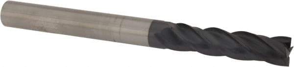 Accupro - 1", 3-1/4" LOC, 1" Shank Diam, 6" OAL, 4 Flute, Solid Carbide Square End Mill - Single End, AlTiN Finish, Spiral Flute, Variable° Helix, Centercutting, Right Hand Cut, Right Hand Flute - USA Tool & Supply