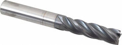 Accupro - 5/8", 2-1/4" LOC, 5/8" Shank Diam, 5" OAL, 4 Flute, Solid Carbide Square End Mill - Single End, AlTiN Finish, Spiral Flute, Variable° Helix, Centercutting, Right Hand Cut, Right Hand Flute - USA Tool & Supply