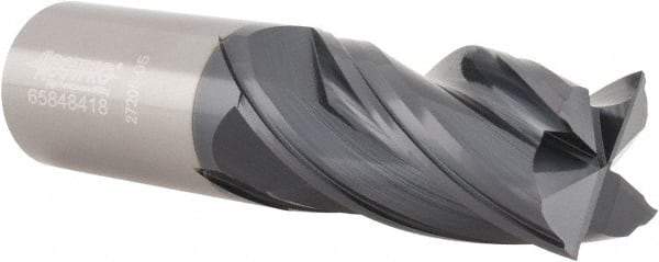 Accupro - 1", 2" LOC, 1" Shank Diam, 4" OAL, 4 Flute, Solid Carbide Square End Mill - Single End, AlTiN Finish, Spiral Flute, Variable° Helix, Centercutting, Right Hand Cut, Right Hand Flute - USA Tool & Supply