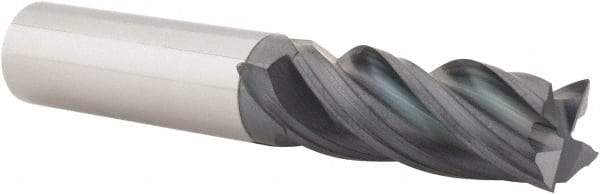 Accupro - 1/2", 1-1/4" LOC, 1/2" Shank Diam, 3" OAL, 4 Flute, Solid Carbide Square End Mill - Single End, AlTiN Finish, Spiral Flute, Variable° Helix, Centercutting, Right Hand Cut, Right Hand Flute - USA Tool & Supply