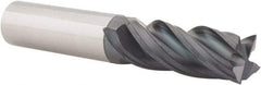 Accupro - 1/2", 1-1/4" LOC, 1/2" Shank Diam, 3" OAL, 4 Flute, Solid Carbide Square End Mill - Single End, AlTiN Finish, Spiral Flute, Variable° Helix, Centercutting, Right Hand Cut, Right Hand Flute - USA Tool & Supply