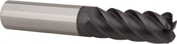 Accupro - 1/2", 5 Flute, Single End, Solid Carbide, 0.06" Corner Radius End Mill - 3" OAL, 45° Helix, Right Hand Flute, 1-1/4" LOC, Right Hand Cut - USA Tool & Supply