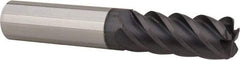 Accupro - 1/2", 5 Flute, Single End, Solid Carbide, 0.06" Corner Radius End Mill - 3" OAL, 45° Helix, Right Hand Flute, 1-1/4" LOC, Right Hand Cut - USA Tool & Supply
