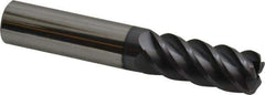 Accupro - 1/2", 5 Flute, Single End, Solid Carbide, 0.09" Corner Radius End Mill - 3" OAL, 45° Helix, Right Hand Flute, 1-1/4" LOC, Right Hand Cut - USA Tool & Supply