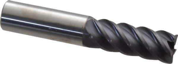 Accupro - 5/8", 5 Flute, Single End, Solid Carbide, 0.03" Corner Radius End Mill - 3-1/2" OAL, 45° Helix, Right Hand Flute, 1-5/8" LOC, Right Hand Cut - USA Tool & Supply