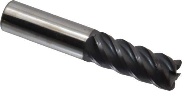 Accupro - 5/8", 5 Flute, Single End, Solid Carbide, 0.06" Corner Radius End Mill - 3-1/2" OAL, 45° Helix, Right Hand Flute, 1-5/8" LOC, Right Hand Cut - USA Tool & Supply