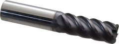 Accupro - 5/8", 5 Flute, Single End, Solid Carbide, 0.09" Corner Radius End Mill - 3-1/2" OAL, 45° Helix, Right Hand Flute, 1-5/8" LOC, Right Hand Cut - USA Tool & Supply