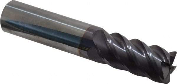 Accupro - 3/4", 5 Flute, Single End, Solid Carbide, 0.03" Corner Radius End Mill - 4" OAL, 45° Helix, Right Hand Flute, 1-5/8" LOC, Right Hand Cut - USA Tool & Supply