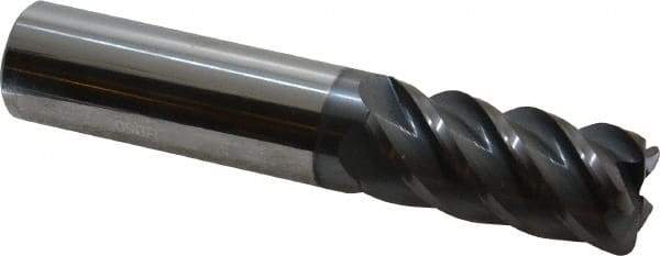 Accupro - 3/4", 5 Flute, Single End, Solid Carbide, 0.09" Corner Radius End Mill - 4" OAL, 45° Helix, Right Hand Flute, 1-5/8" LOC, Right Hand Cut - USA Tool & Supply