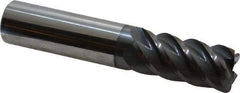 Accupro - 3/4", 5 Flute, Single End, Solid Carbide, 0.09" Corner Radius End Mill - 4" OAL, 45° Helix, Right Hand Flute, 1-5/8" LOC, Right Hand Cut - USA Tool & Supply