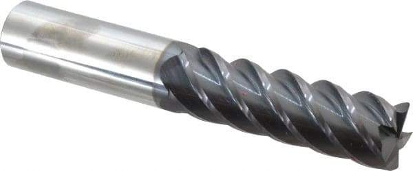 Accupro - 1", 5 Flute, Single End, Solid Carbide, 0.03" Corner Radius End Mill - 6" OAL, 45° Helix, Right Hand Flute, 3-1/4" LOC, Right Hand Cut - USA Tool & Supply