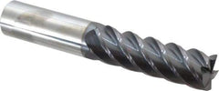 Accupro - 1", 5 Flute, Single End, Solid Carbide, 0.03" Corner Radius End Mill - 6" OAL, 45° Helix, Right Hand Flute, 3-1/4" LOC, Right Hand Cut - USA Tool & Supply