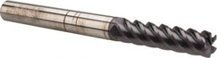 Accupro - 3/8", 5 Flute, Single End, Solid Carbide, 0.03" Corner Radius End Mill - 4" OAL, 45° Helix, Right Hand Flute, 1-1/2" LOC, Right Hand Cut - USA Tool & Supply