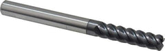 Accupro - 3/8", 5 Flute, Single End, Solid Carbide, 0.06" Corner Radius End Mill - 4" OAL, 45° Helix, Right Hand Flute, 1-1/2" LOC, Right Hand Cut - USA Tool & Supply
