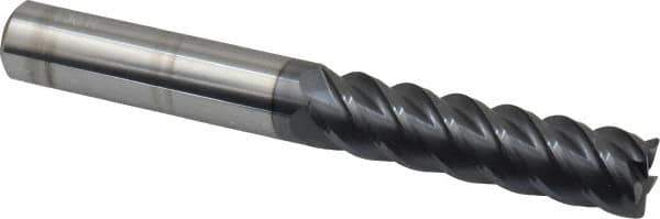 Accupro - 5/8", 5 Flute, Single End, Solid Carbide, 0.03" Corner Radius End Mill - 5" OAL, 45° Helix, Right Hand Flute, 2-1/2" LOC, Right Hand Cut - USA Tool & Supply