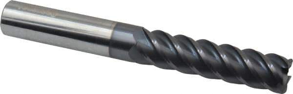 Accupro - 5/8", 5 Flute, Single End, Solid Carbide, 0.06" Corner Radius End Mill - 5" OAL, 45° Helix, Right Hand Flute, 2-1/2" LOC, Right Hand Cut - USA Tool & Supply