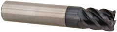 Accupro - 3/8", 5 Flute, Single End, Solid Carbide, 0.03" Corner Radius End Mill - 2" OAL, 45° Helix, Right Hand Flute, 1/2" LOC, Right Hand Cut - USA Tool & Supply