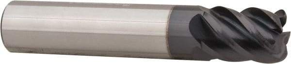 Accupro - 3/8", 5 Flute, Single End, Solid Carbide, 0.06" Corner Radius End Mill - 2" OAL, 45° Helix, Right Hand Flute, 1/2" LOC, Right Hand Cut - USA Tool & Supply
