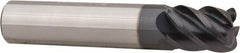Accupro - 3/8", 5 Flute, Single End, Solid Carbide, 0.06" Corner Radius End Mill - 2" OAL, 45° Helix, Right Hand Flute, 1/2" LOC, Right Hand Cut - USA Tool & Supply
