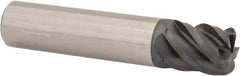 Accupro - 1/2", 5 Flute, Single End, Solid Carbide, 0.09" Corner Radius End Mill - 2-1/2" OAL, 45° Helix, Right Hand Flute, 5/8" LOC, Right Hand Cut - USA Tool & Supply