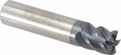 Accupro - 5/8", 5 Flute, Single End, Solid Carbide, 0.03" Corner Radius End Mill - 3" OAL, 45° Helix, Right Hand Flute, 3/4" LOC, Right Hand Cut - USA Tool & Supply
