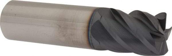 Accupro - 3/4", 5 Flute, Single End, Solid Carbide, 0.03" Corner Radius End Mill - 3" OAL, 45° Helix, Right Hand Flute, 1" LOC, Right Hand Cut - USA Tool & Supply