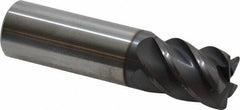 Accupro - 3/4", 5 Flute, Single End, Solid Carbide, 0.06" Corner Radius End Mill - 3" OAL, 45° Helix, Right Hand Flute, 1" LOC, Right Hand Cut - USA Tool & Supply