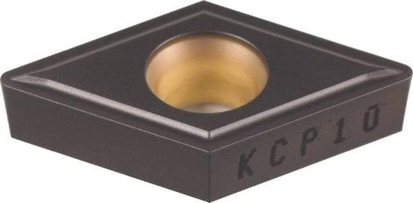 Kennametal - DCMT32.51 LF Grade KCP05 Carbide Turning Insert - TiCN/Al2O3 Finish, 55° Diamond, 3/8" Inscr Circle, 5/32" Thick, 1/64" Corner Radius - USA Tool & Supply