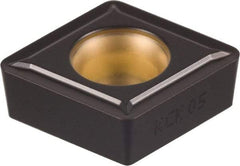 Kennametal - CCMT32.52 LF Grade KCK20 Carbide Turning Insert - TiCN/Al2O3 Finish, 80° Diamond, 3/8" Inscr Circle, 5/32" Thick, 1/32" Corner Radius - USA Tool & Supply
