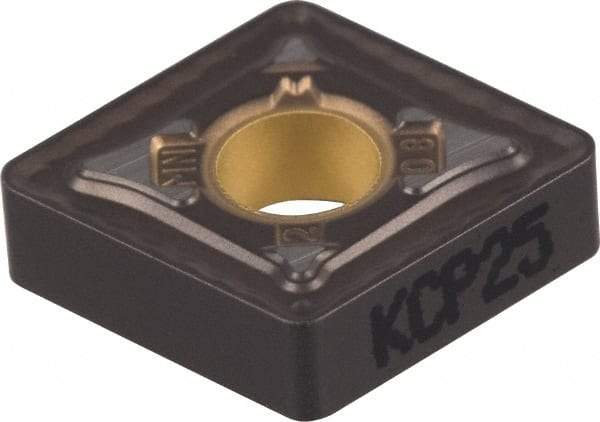 Kennametal - CNMG432 MN Grade KCP25 Carbide Turning Insert - TiCN/Al2O3 Finish, 80° Diamond, 1/2" Inscr Circle, 3/16" Thick, 1/32" Corner Radius - USA Tool & Supply