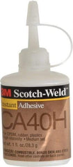 3M - 1 oz Bottle Yellow Instant Adhesive - Series CA40H, 5 to 40 sec Fixture Time, 24 hr Full Cure Time, Bonds to Cardboard, Cork Board, Fabric, Fiberglass, Foam, Metal, Paper, Plastic, Rubber & Vinyl - USA Tool & Supply