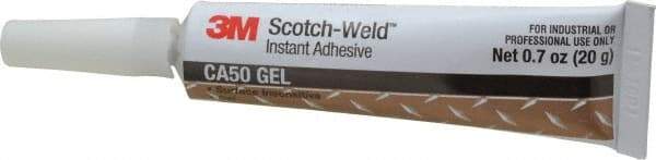 3M - 0.70 oz Tube Clear Instant Adhesive - Series CA50, 60 to 120 sec Fixture Time, 24 hr Full Cure Time, Bonds to Cardboard, Cork Board, Fabric, Fiberglass, Foam, Metal, Plastic, Rubber & Vinyl - USA Tool & Supply