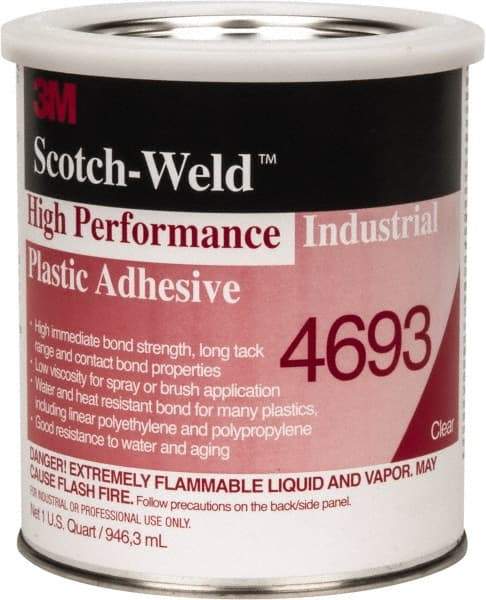 3M - 32 Fluid Ounce Container, Amber, Can Acetone Construction Adhesive - Series 4693 - USA Tool & Supply