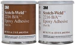 3M - 16 oz Can Two Part Epoxy - 90 min Working Time, 3,200 psi Shear Strength, Series 2216 - USA Tool & Supply